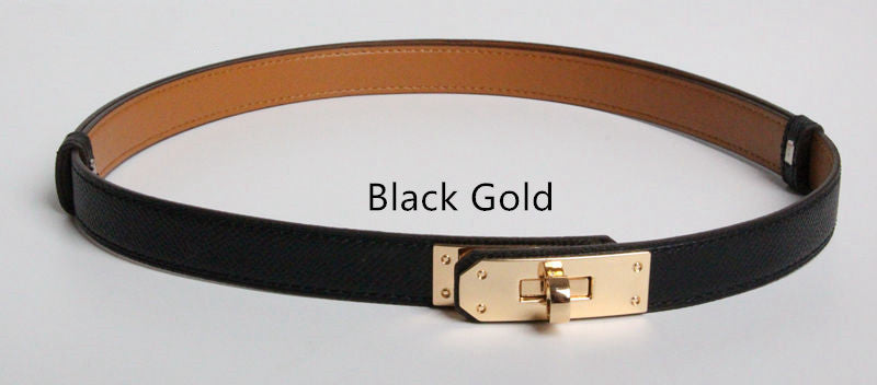 High Quality Women Real Leather 1.8cm Width Belts Golden