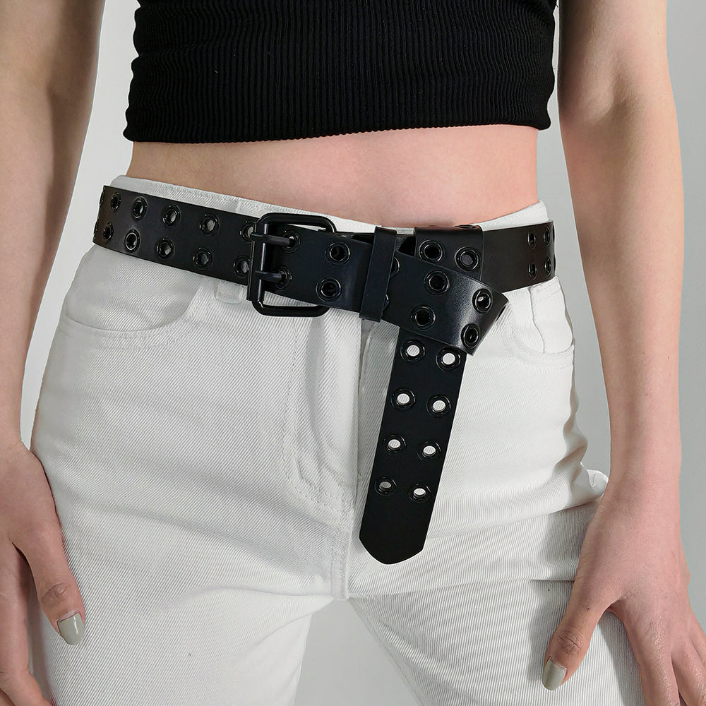 Men's And Women's Double-buckle Cutout Hip Hop Trend Metal Cutout Punk Belts