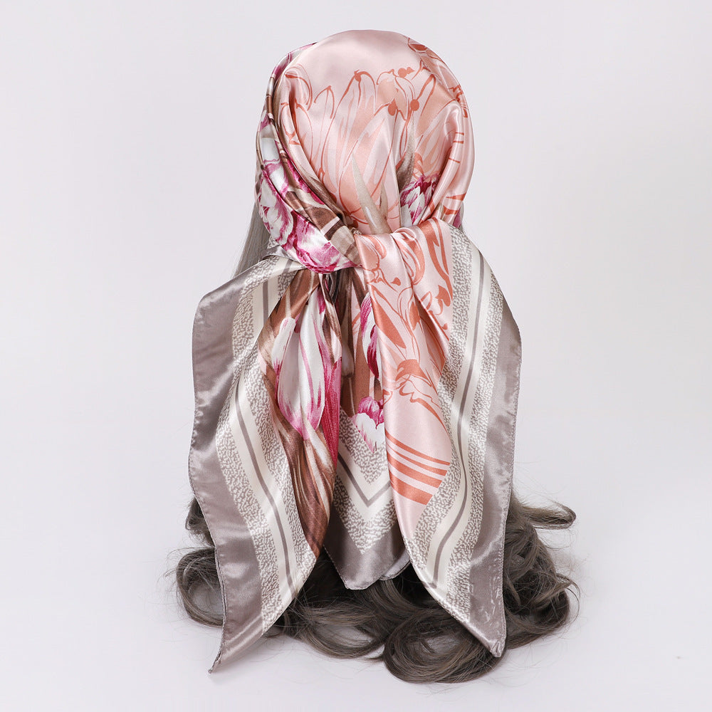 Flower Elegant High-end Imitated Silk Scarves Women