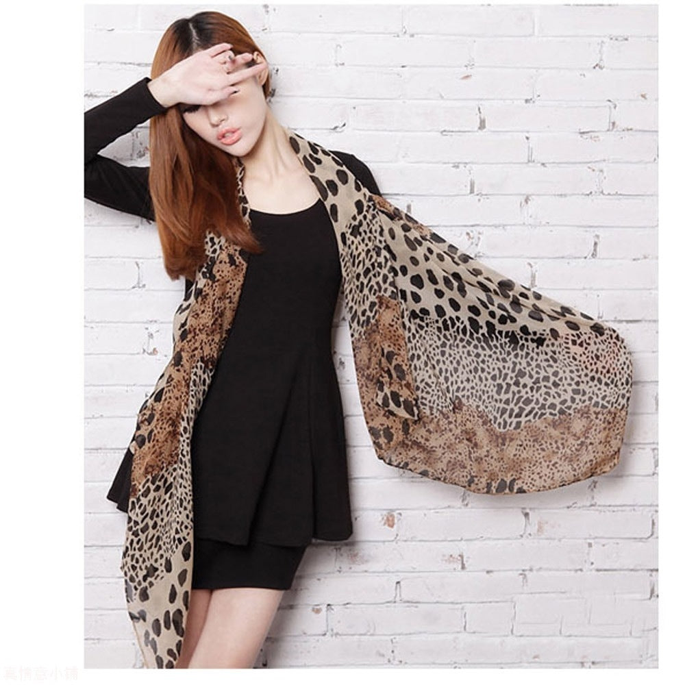 Foulard Femme Womens Leopard Print Little Silk Scarf Hair