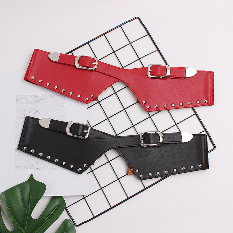 Women's Belts With Skirts, Decorative Dresses, Waist Closure, Elastic Elastic Rivets, Wide Belts