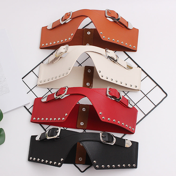 Women's Belts With Skirts, Decorative Dresses, Waist Closure, Elastic Elastic Rivets, Wide Belts